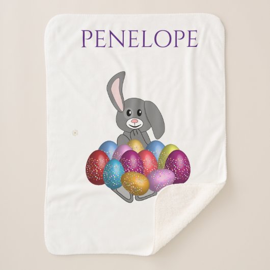 色付き卵のシャーパ毛布のバニー。 シェルパブランケット (正面)