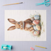 色付き卵の切り離し付きイースターバニー 薄葉紙 (クラフト)