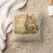 色付き卵の水の色を持つイースターバニー クッション (ブランケット)