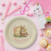 色付き卵の水の色を持つイースターバニー ペーパープレート (パーティー)