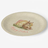 色付き卵の水の色を持つイースターバニー ペーパープレート (アングル)