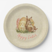 色付き卵の水の色を持つイースターバニー ペーパープレート (正面)