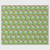 色付き卵を持つイースターバニー ラッピングペーパー (フラット)