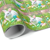 色付き卵を持つイースターバニー ラッピングペーパー (ロールコーナー)