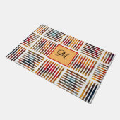 色付き幾何学的抽象芸術ストライプパターン ドアマット (アングル)