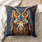 色付き幾何鮮やかフクロウ クッション (ブランケット)