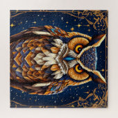 色付き幾何鮮やかフクロウ ジグソーパズル (横)