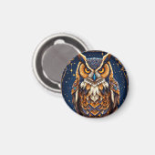 色付き幾何鮮やかフクロウ マグネット (正面/裏面)