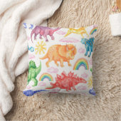 色付き恐竜の雨を描いたシームレスな模様 クッション (ブランケット)