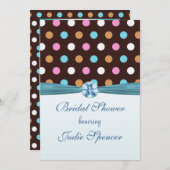 -色付き数々の水玉模様ブライダルシャワーの招待 招待状 (正面/裏面)