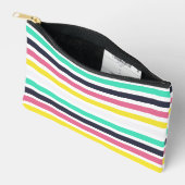 色付き水平ストライプ色 アクセサリーポーチ (見開き)