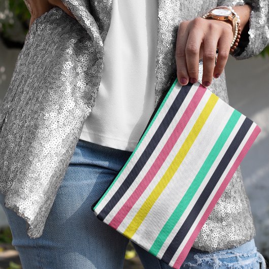 色付き水平ストライプ色 アクセサリーポーチ