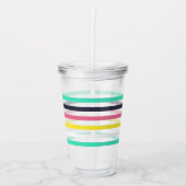 色付き水平ストライプ色 アクリルタンブラー (正面)