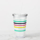 色付き水平ストライプ色 アクリルタンブラー (裏面)