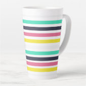 色付き水平ストライプ色 カフェラテマグ (右アングル)