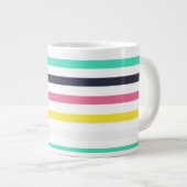 色付き水平ストライプ色 ジャンボコーヒーマグカップ (正面右)