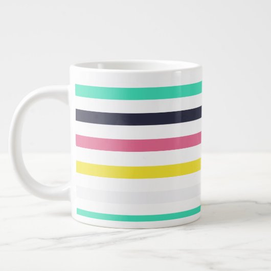 色付き水平ストライプ色 ジャンボコーヒーマグカップ (左)