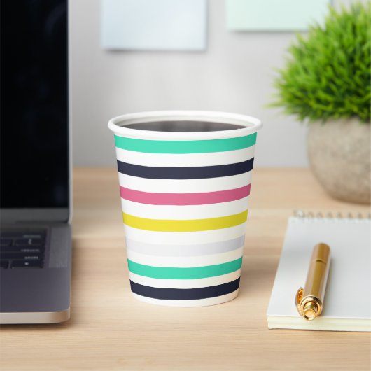 色付き水平ストライプ色 紙コップ (インサイチュ)