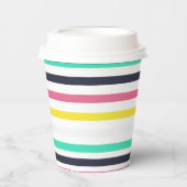 色付き水平ストライプ色 紙コップ (正面)