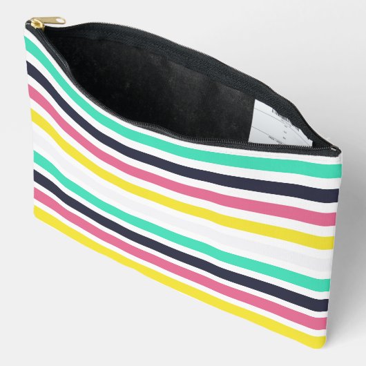色付き水平ストライプ/縫い付き大型アクセサリ アクセサリーポーチ (見開き)