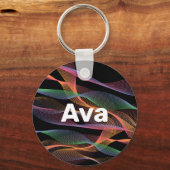 色付き波白黒名 キーホルダー (正面)