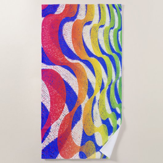 色付き波 ビーチタオル (正面)