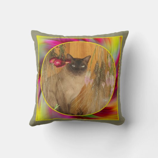 色付き渦巻きフレーム独自の写真を作成 クッション (裏面)