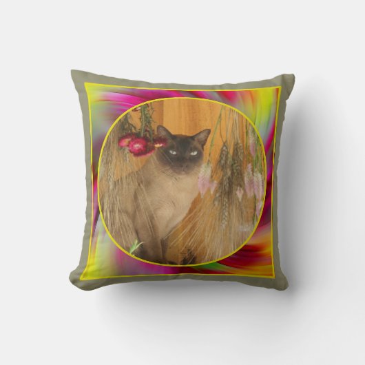 色付き渦巻きフレーム独自の写真を作成 クッション (正面)