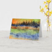 "色付き湖の霧"国道グリーティングカード カード (黄色い花)