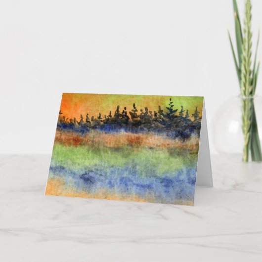 "色付き湖の霧"国道グリーティングカード カード (正面)