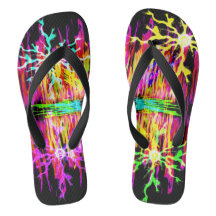 色付き火と火花のビーチサンダル