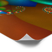 色付き緩和曲線フラクタルデザイン ポスター (角)