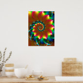 色付き緩和曲線フラクタルデザイン ポスター (キッチン)