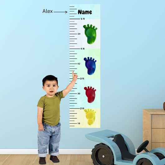 色付き足パステル成長図お子様の名前を追加 ポスター