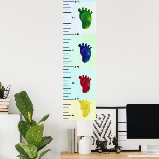 色付き足パステル成長図お子様の名前を追加 ポスター (ホームオフィス)