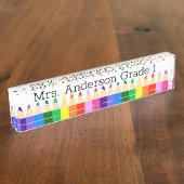 色付き鉛筆パーソナライズされたデスク名プレート デスクネームプレート (側面)