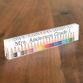 色付き鉛筆レインボーパーソナライズデスク名プレート デスクネームプレート (側面)