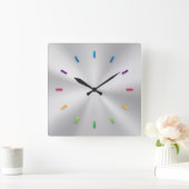 色付き顔時計 スクエア壁時計 (ホーム)
