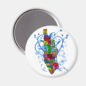 色分けされたマンハッタンマップ マグネット (正面/裏面)