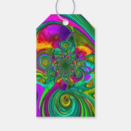 「色分けされた渦巻き旋回」ギフトラベル(Twine付き) ギフトタグ (正面)