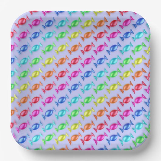 色包まれた付き違う菓子 ペーパープレート (正面)