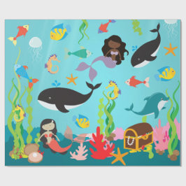 色及び海洋生物(Med。/Lgの人魚。 イメージ) ラッピングペーパー