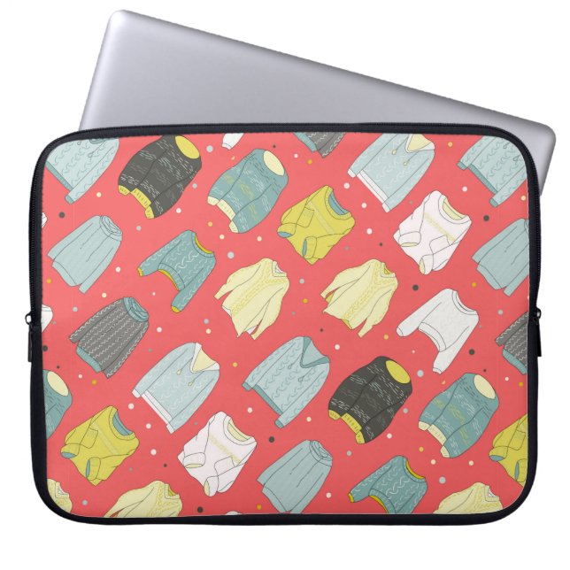 色合い数々ののいいセーター，暖かい秋の冬のセ ラップトップスリーブ (正面)