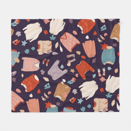 色合い数々ののいいセーター、暖かい、秋の、冬の。 フリースブランケット (正面(横))