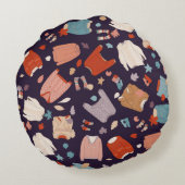 色合い数々ののいいセーター、暖かい、秋の、冬の。 ラウンドクッション (裏面)