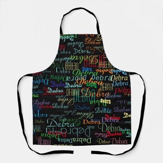 色名のパーソナライズされた作成タイポグラフィ黒 エプロン (正面)