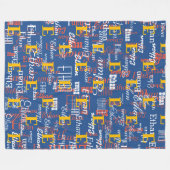 色名の作成Pattern allover blue フリースブランケット (正面(横))