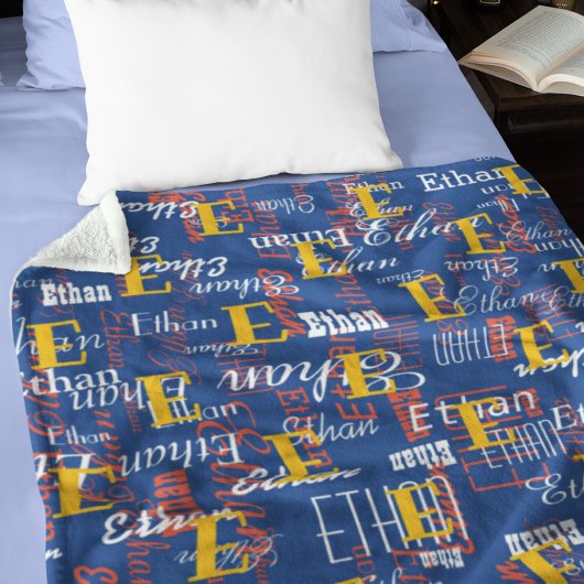 色名の作成Pattern allover blue フリースブランケット