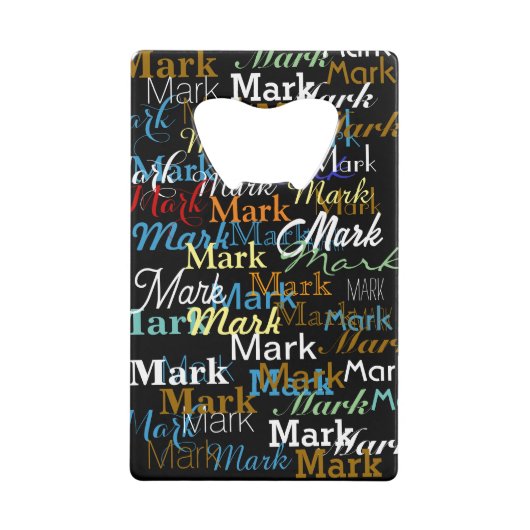 色名パーソナライズされたパターンを作成 クレジットカード栓抜き (正面)