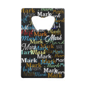 色名パーソナライズされたパターンを作成 クレジットカード栓抜き (裏面)